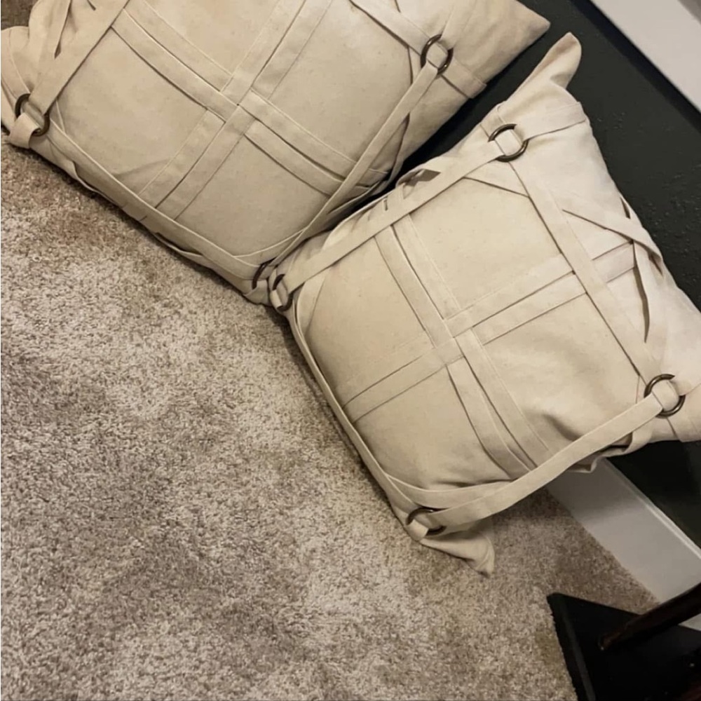 Set of Two Cream Throw Pillows